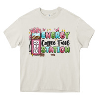 Cream energy coffee fuel station Heavy Core Tee - MaliasSmallBusiness