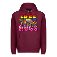 Burgundy Free Mom hugs Premium Hoodie - FaDigitalArtStudio