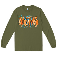 Army Green I am a survivor orange ribbon Kidney Cancer Long Sleeve Tee - NancyCooperArtShop