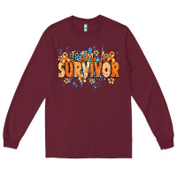 Burgundy I am a survivor orange ribbon Kidney Cancer Long Sleeve Tee - NancyCooperArtShop