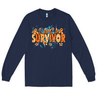 Navy I am a survivor orange ribbon Kidney Cancer Long Sleeve Tee - NancyCooperArtShop
