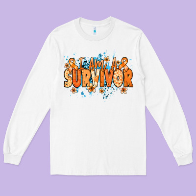 I Am A Survivor Orange Ribbon Kidney Cancer Long Sleeve Tee Designed By Nancycooperartshop