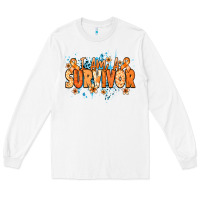 White I am a survivor orange ribbon Kidney Cancer Long Sleeve Tee - NancyCooperArtShop