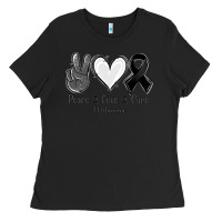 Black Peace love cure Melanoma Cancer Ladies Tee - NancyCooperArtShop