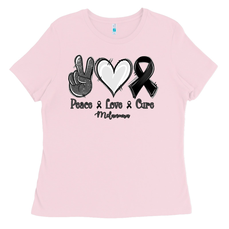 Peace Love Cure Melanoma Cancer Ladies Tee by NancyCooperArtShop | Teevron