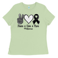 Matcha Peace love cure Melanoma Cancer Ladies Tee - NancyCooperArtShop