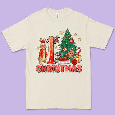 Red Christmas Bunny 1st Christmas Premium Tee Designed By Maliassmallbusiness