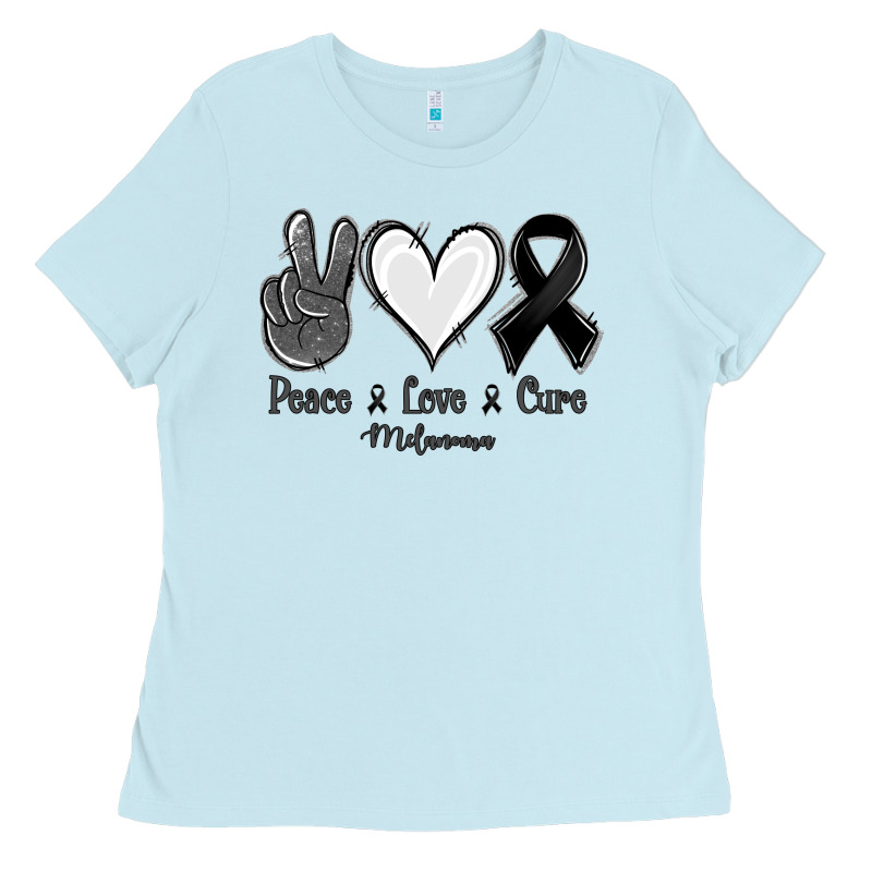 Peace Love Cure Melanoma Cancer Ladies Tee by NancyCooperArtShop | Teevron