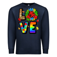 Navy autism love Premium Sweatshirt - LillyAllenDesigns
