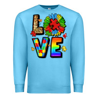 Ocean Blue autism love Premium Sweatshirt - LillyAllenDesigns