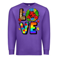 Purple autism love Premium Sweatshirt - LillyAllenDesigns