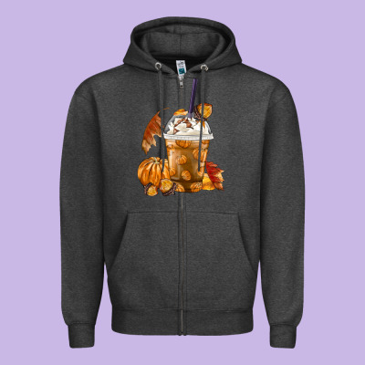 Pumpkin Spice Coffee Zipper Hoodie Designed By Fadigitalartstudio