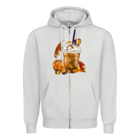 Dove Grey Pumpkin Spice Coffee Zipper Hoodie - FaDigitalArtStudio