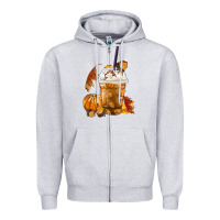 Heather Grey Pumpkin Spice Coffee Zipper Hoodie - FaDigitalArtStudio