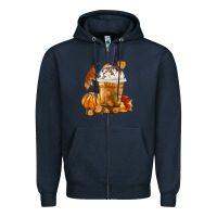 Navy Pumpkin Spice Coffee Zipper Hoodie - FaDigitalArtStudio