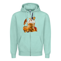 Seafoam Pumpkin Spice Coffee Zipper Hoodie - FaDigitalArtStudio