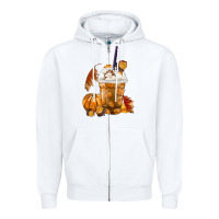 White Pumpkin Spice Coffee Zipper Hoodie - FaDigitalArtStudio