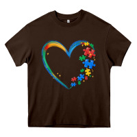 Chocolate Brown autism heart Heavy Core Tee - MaliasSmallBusiness