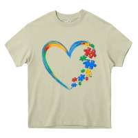 Mossy autism heart Heavy Core Tee - MaliasSmallBusiness