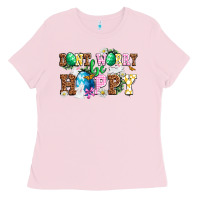 Bubblegum Pink Don't worry be hoppy Ladies Tee - NancyCooperArtShop