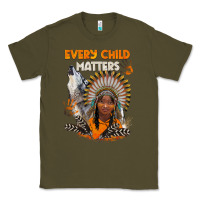 Army Green every child matters child and wolf Classic Tee - BarkalooDesign