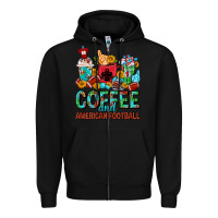 Black Coffee And American Football Coffee Cups Zipper Hoodie - FaDigitalArtStudio