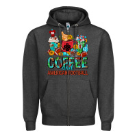 Charcoal Heather Coffee And American Football Coffee Cups Zipper Hoodie - FaDigitalArtStudio