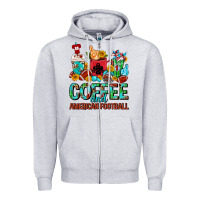 Heather Grey Coffee And American Football Coffee Cups Zipper Hoodie - FaDigitalArtStudio