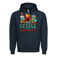 Navy Coffee And American Football Coffee Cups Zipper Hoodie - FaDigitalArtStudio