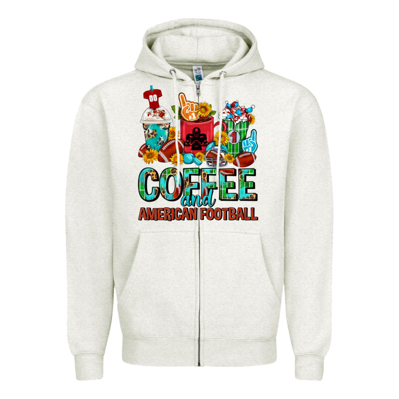 Coffee And American Football Coffee Cups Zipper Hoodie by FaDigitalArtStudio | Teevron