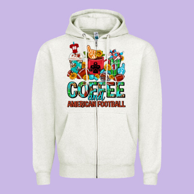 Coffee And American Football Coffee Cups Zipper Hoodie Designed By Fadigitalartstudio