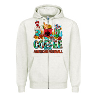 Oatmeal Heather Coffee And American Football Coffee Cups Zipper Hoodie - FaDigitalArtStudio