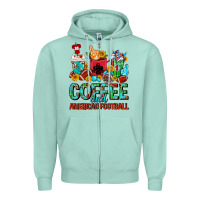 Seafoam Coffee And American Football Coffee Cups Zipper Hoodie - FaDigitalArtStudio