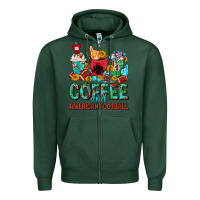 Sports Green Coffee And American Football Coffee Cups Zipper Hoodie - FaDigitalArtStudio