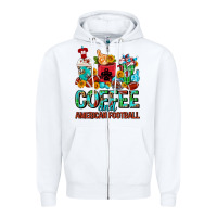 White Coffee And American Football Coffee Cups Zipper Hoodie - FaDigitalArtStudio