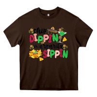 Chocolate Brown chip dippin' margarita sippin Heavy Core Tee - MaliasSmallBusiness