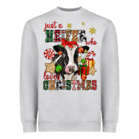 Heather Grey just a heifer who loves christmas cow Heavyweight Sweatshirt - CowGirlArtShop