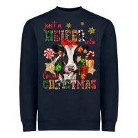 Navy just a heifer who loves christmas cow Heavyweight Sweatshirt - CowGirlArtShop