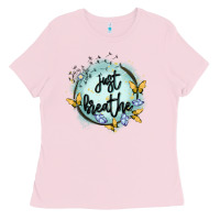 Bubblegum Pink just breathe Ladies Tee - MaliasSmallBusiness