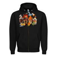 Black Firefighter Coffee Cups Zipper Hoodie - FaDigitalArtStudio