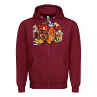 Burgundy Firefighter Coffee Cups Zipper Hoodie - FaDigitalArtStudio