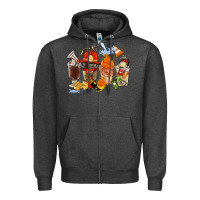 Charcoal Heather Firefighter Coffee Cups Zipper Hoodie - FaDigitalArtStudio