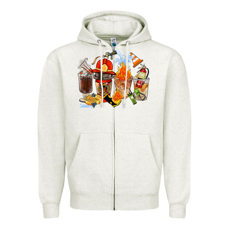 Firefighter Coffee Cups Zipper Hoodie by FaDigitalArtStudio | Teevron