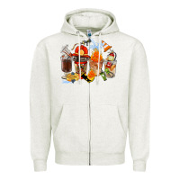 Oatmeal Heather Firefighter Coffee Cups Zipper Hoodie - FaDigitalArtStudio