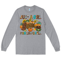 Heather Grey Just a Girl Who Loves Fall Long Sleeve Tee - texasbilliewilder