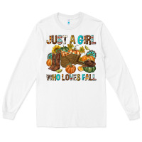 White Just a Girl Who Loves Fall Long Sleeve Tee - texasbilliewilder