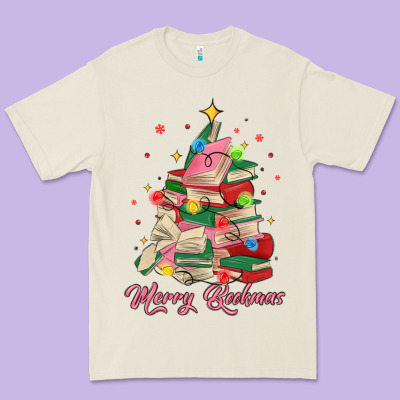 Merry Bookmas Christmas Book Tree Premium Tee Designed By Maliassmallbusiness
