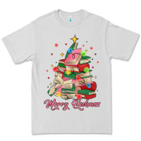Dove Grey merry bookmas christmas book tree Premium Tee - MaliasSmallBusiness