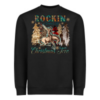 Black rockin around the christmas tree Heavyweight Sweatshirt - CowGirlArtShop