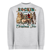 Heather Grey rockin around the christmas tree Heavyweight Sweatshirt - CowGirlArtShop